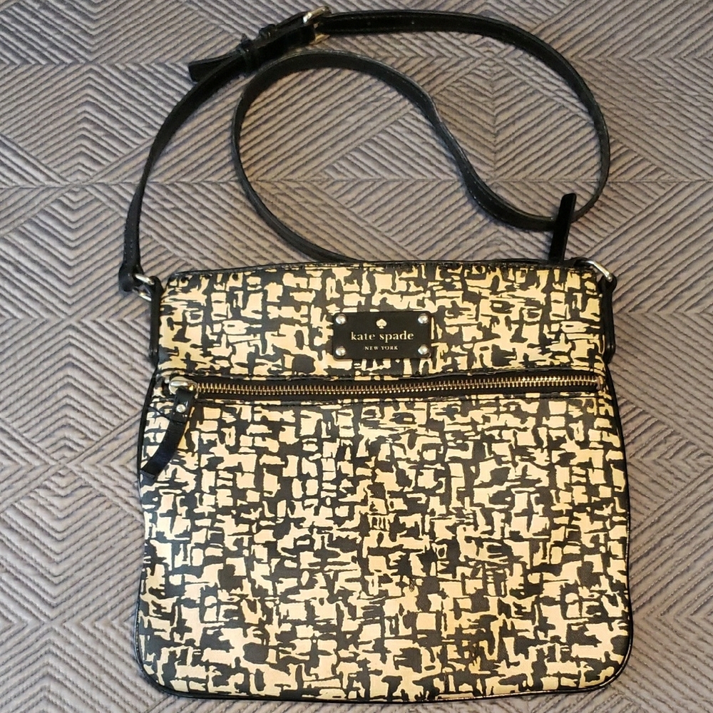 Kate Spade Black and Cream Geometric Crossbody Bag